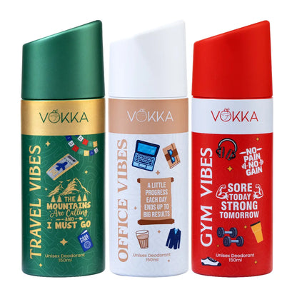 Vokka Vibes Deodorant Combo Pack 450ml - 150ml x 3