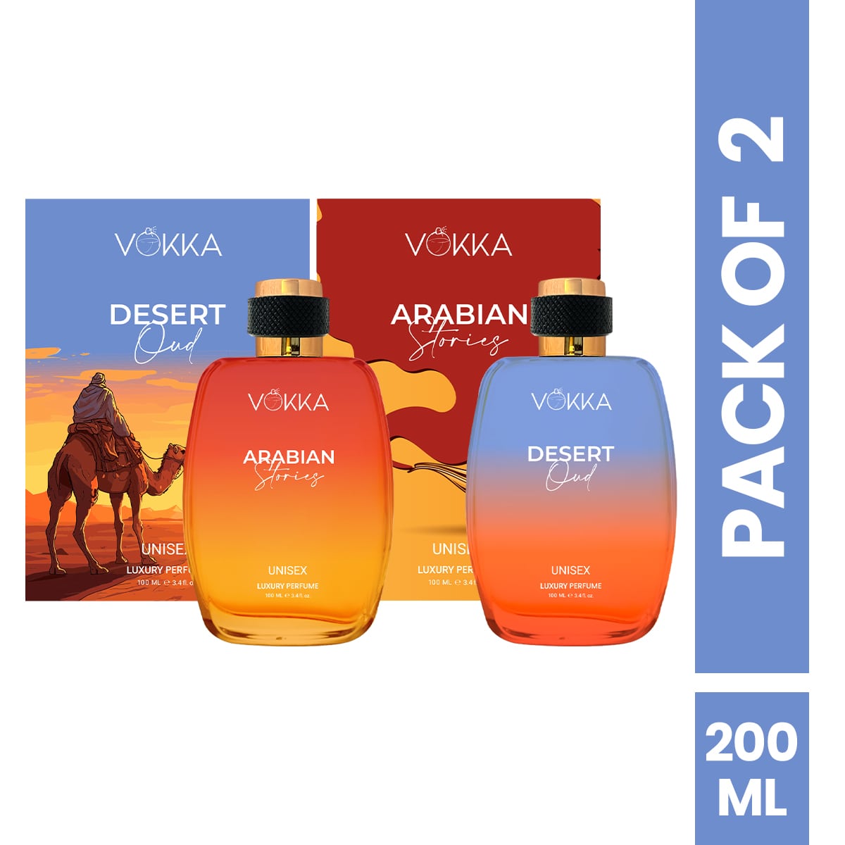 Vokka Desert Oud & Arabian Stories 200 ml | Pack of 2 x 100ml Each
