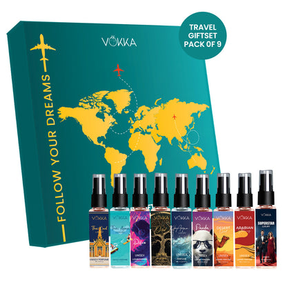 Vokka Luxury Perfume 9 x 8ml Gift Set for Men & Women | Premium Travel Fragrance Gift Pack