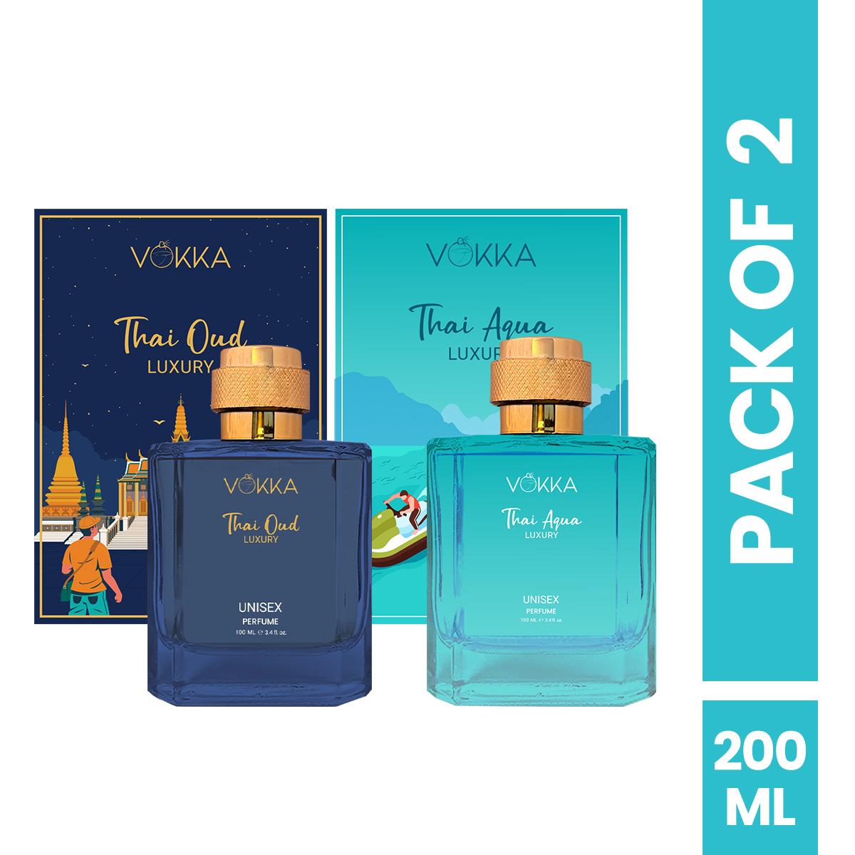 VOKKA Thai Oud & Thai Aqua 100 ml (Pack of 2) Luxury Long Lasting Perfume