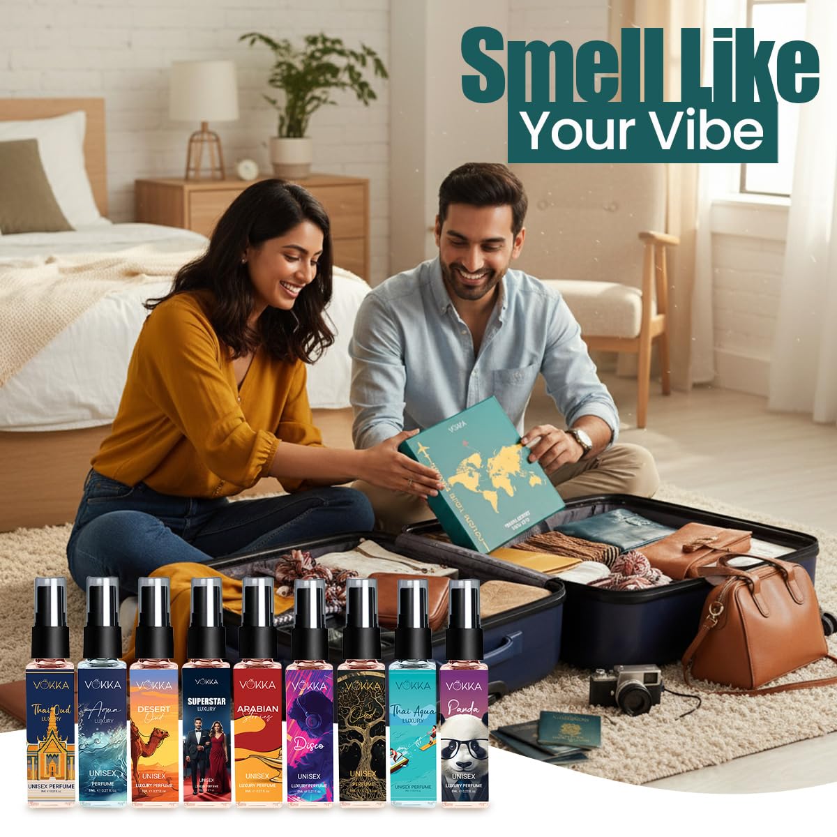 Vokka Luxury Perfume 9 x 8ml Gift Set for Men & Women | Premium Travel Fragrance Gift Pack