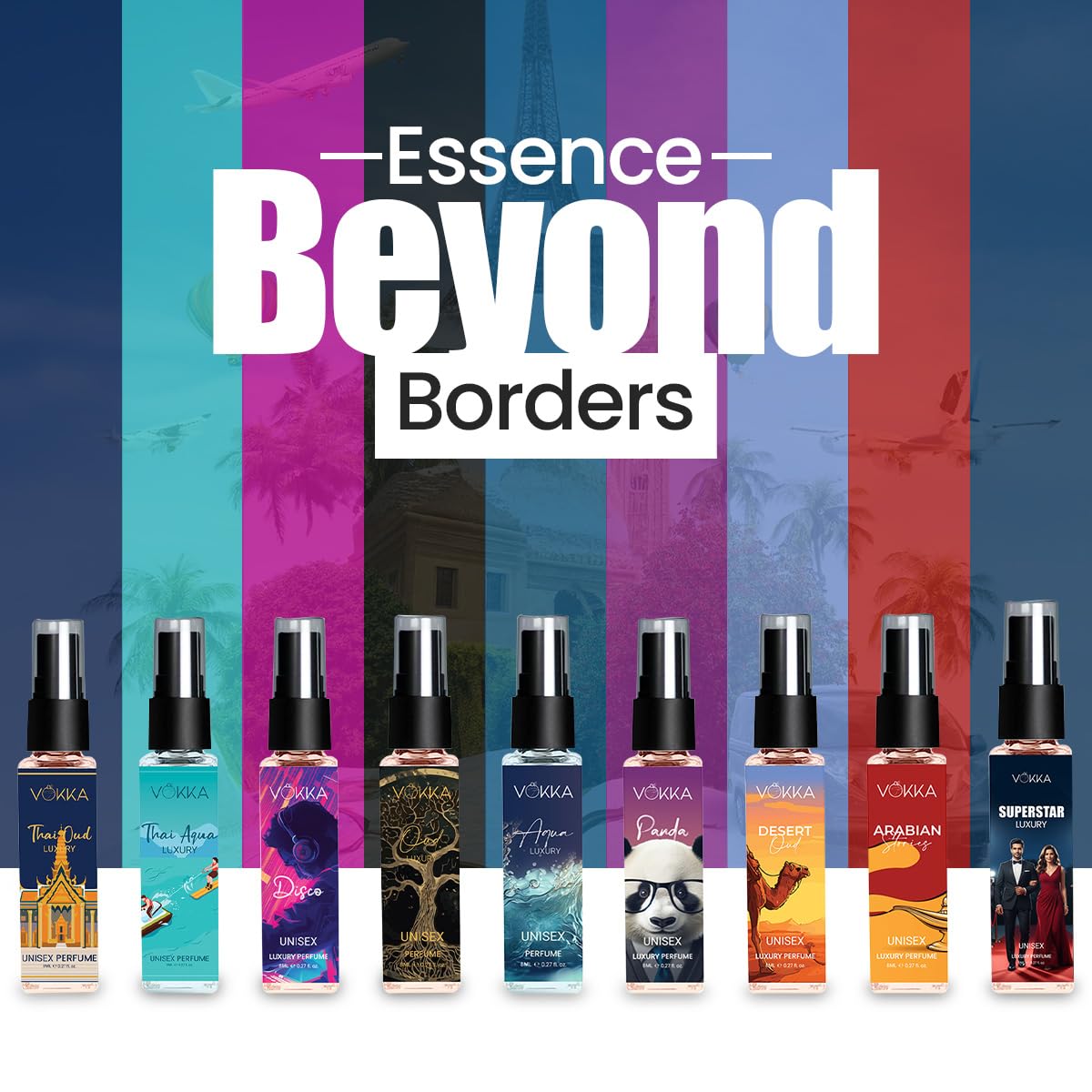 Vokka Luxury Perfume 9 x 8ml Gift Set for Men & Women | Premium Travel Fragrance Gift Pack