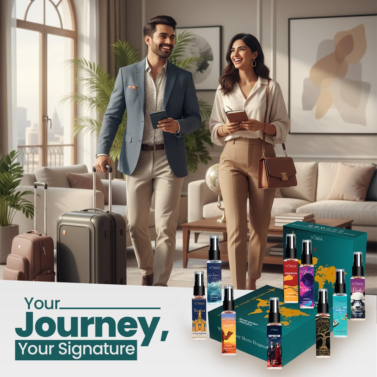 Vokka Luxury Perfume 9 x 8ml Gift Set for Men & Women | Premium Travel Fragrance Gift Pack