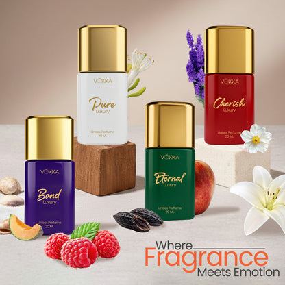 Vokka Bond Collection Luxury Long Lasting Unisex Perfume Gift Set 4x20ml