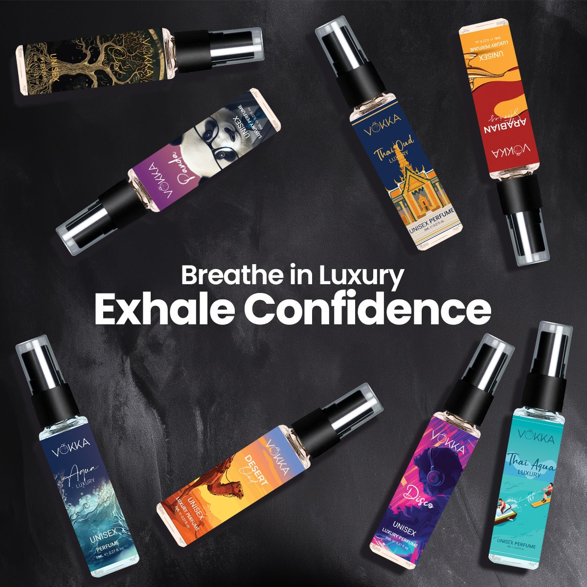 Vokka Perfume Trial Pack – Pack of 8 x 8ml Unisex Luxury Perfumes